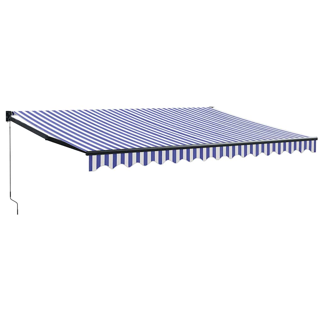 Tenda Sole Retrattile Blu e Bianca 4,5x3 m Tessuto e Alluminio | homemem39