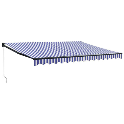 Tenda Sole Retrattile Blu e Bianca 4,5x3 m Tessuto e Alluminio | homemem39