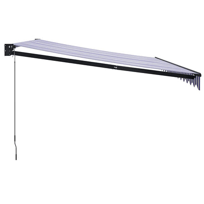 Tenda Sole Retrattile Blu e Bianca 4,5x3 m Tessuto e Alluminio