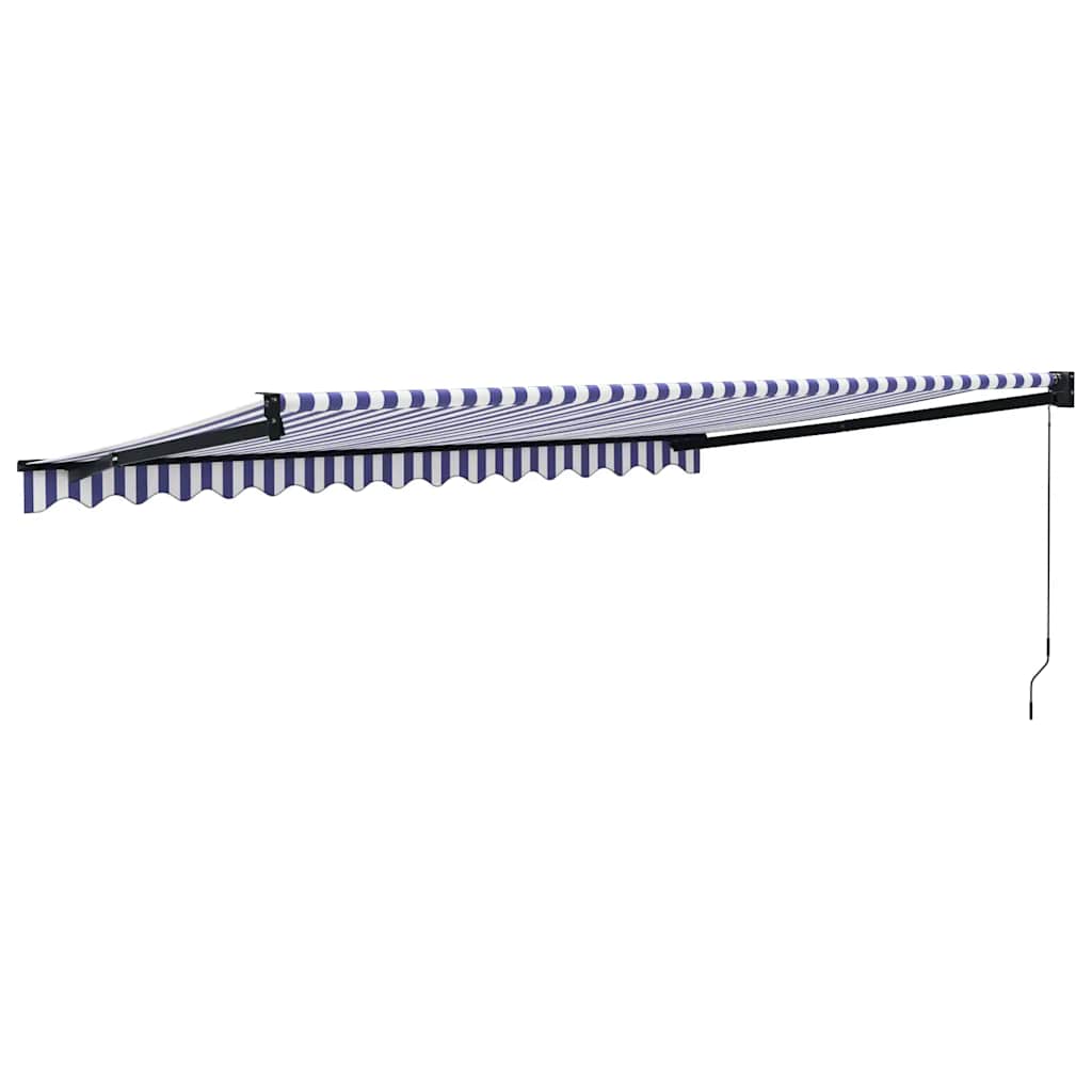 Tenda Sole Retrattile Blu e Bianca 4,5x3 m Tessuto e Alluminio | homemem39