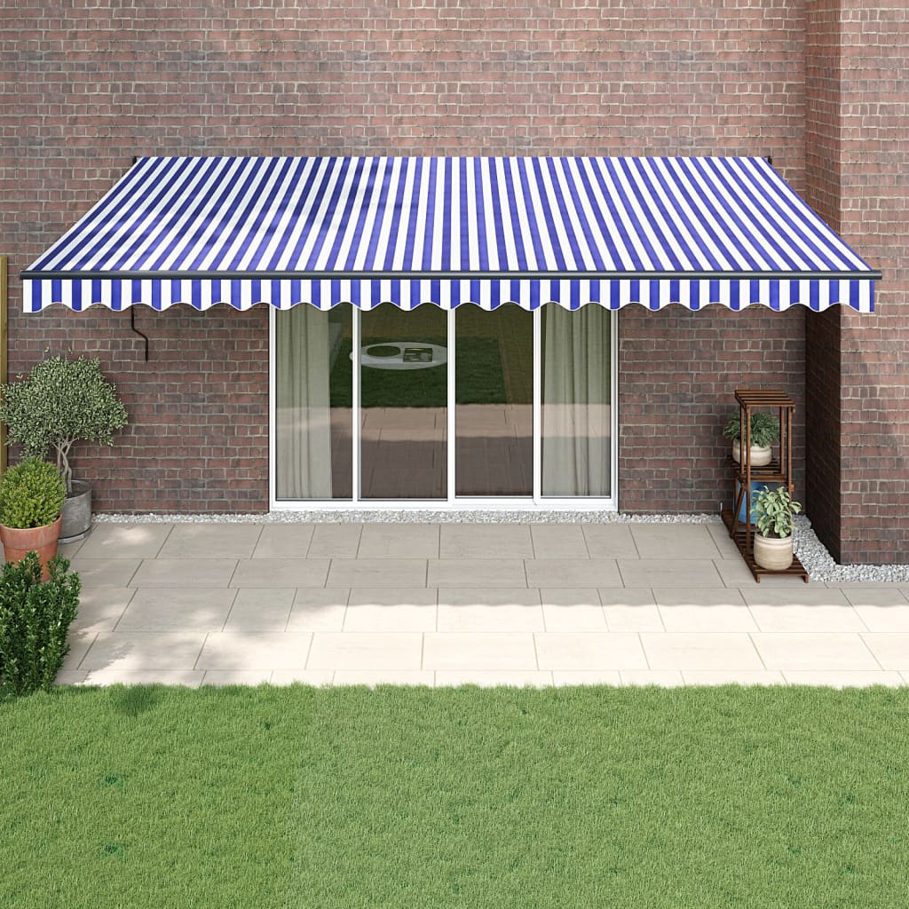 Tenda da Sole Retrattile Blu e Bianca 5x3 m Tessuto e Alluminio - homemem39