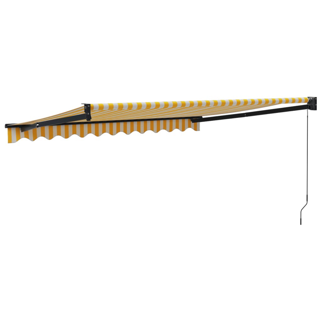 Tenda Retrattile Gialla e Bianca 3,5x2,5 m Tessuto e Alluminio | homemem39