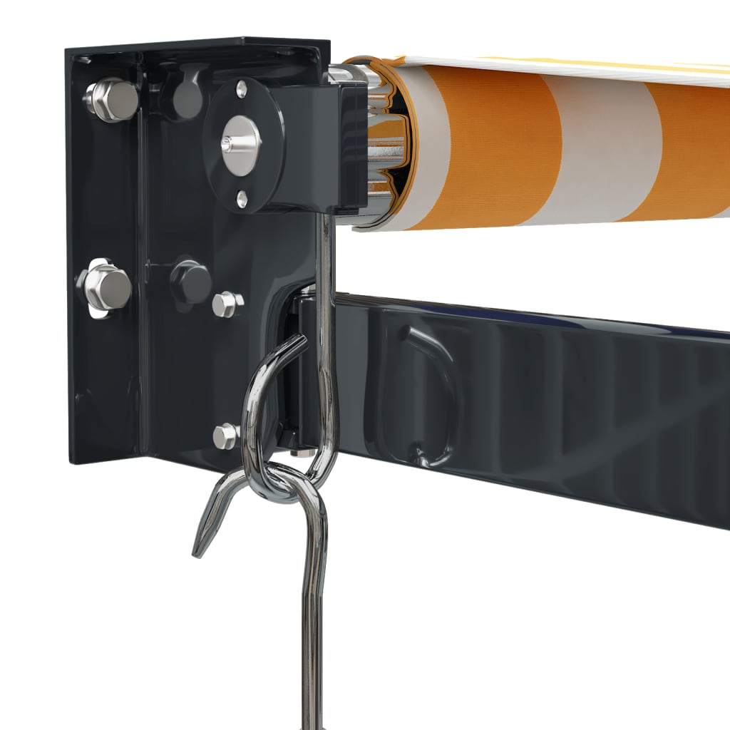 Tenda Sole Retrattile Gialla e Bianca 5x3 m Tessuto e Alluminio - homemem39