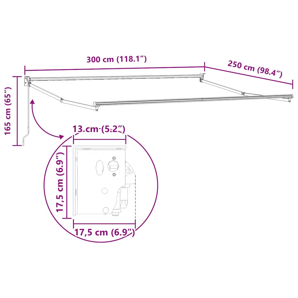 Tenda Retrattile Arancione e Marrone 3x2,5m Tessuto e Alluminio | homemem39