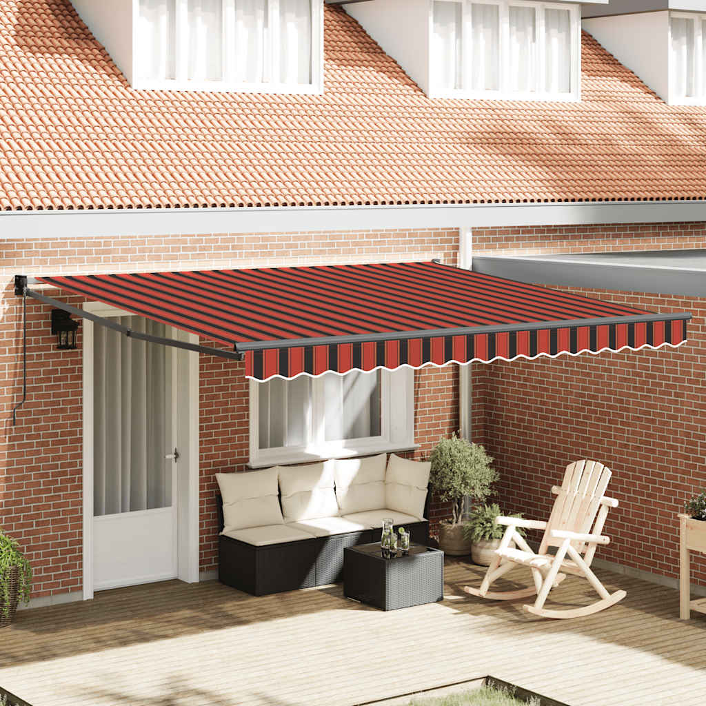 Tenda Sole Retrattile Arancione Marrone 4x3m Tessuto Alluminio