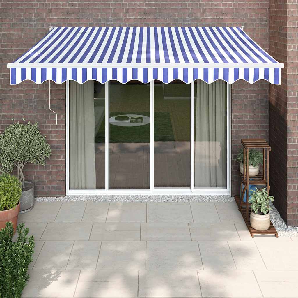 Tenda Sole Automatica Retrattile Blu e Bianca 3,5x2,5 m - homemem39