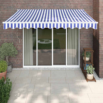 Tenda Sole Automatica Retrattile Blu e Bianca 3,5x2,5 m - homemem39