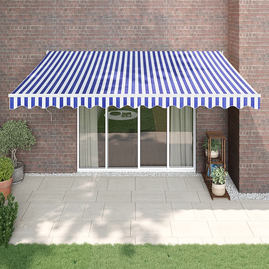 Tenda Sole Automatica Retrattile Blu e Bianca 4,5x3 m | homemem39