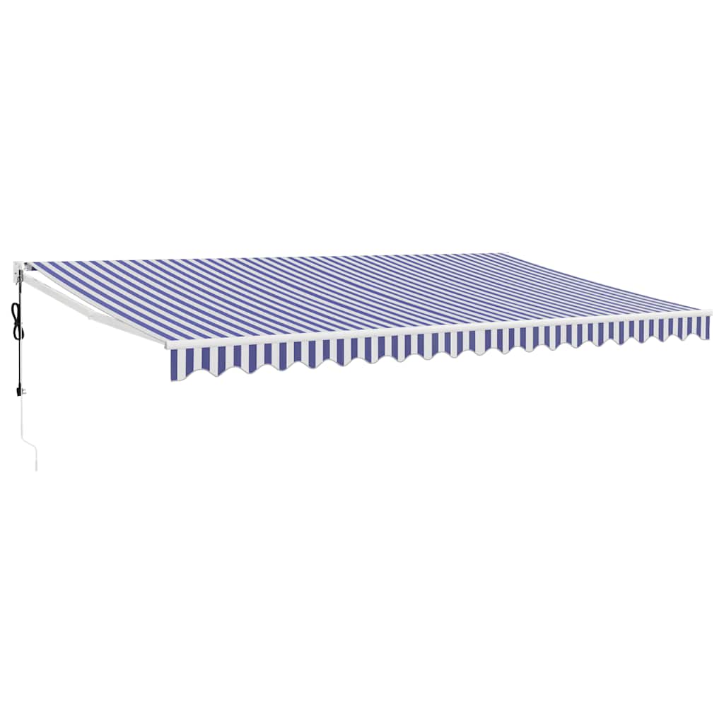 Tenda Sole Automatica Retrattile Blu e Bianca 5x3 m - homemem39