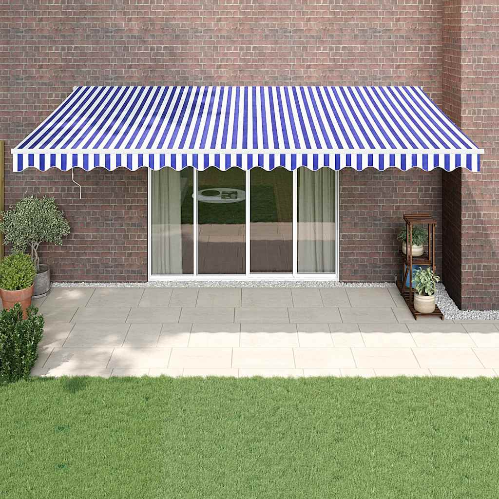 Tenda Sole Automatica Retrattile Blu e Bianca 5x3 m - homemem39