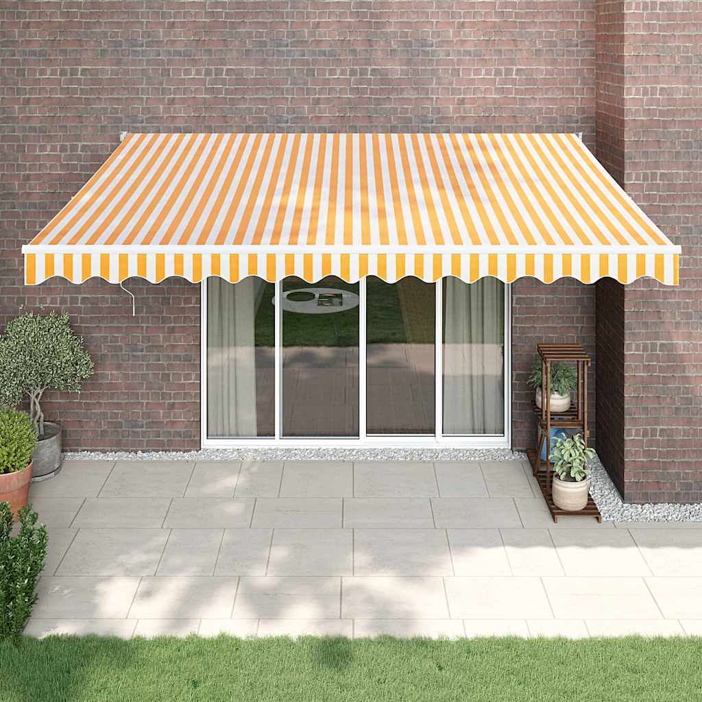 Tenda Sole Automatica Retrattile Gialla e Bianca 4x3 m | homemem39