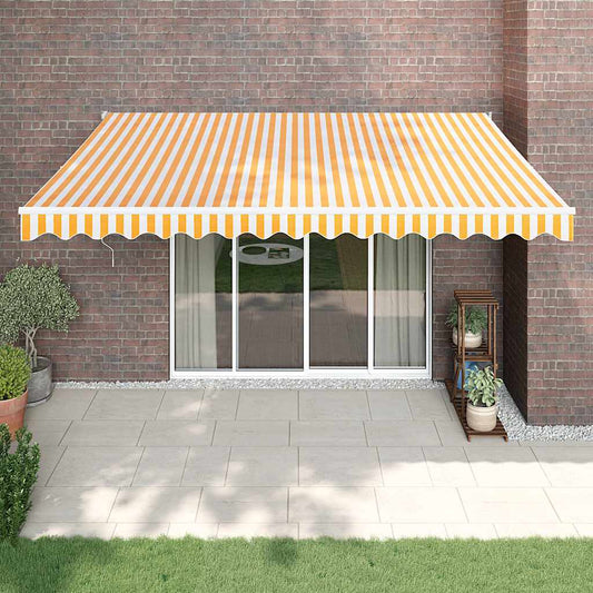 Tenda Sole Automatica Retrattile Gialla e Bianca 4x3 m - homemem39
