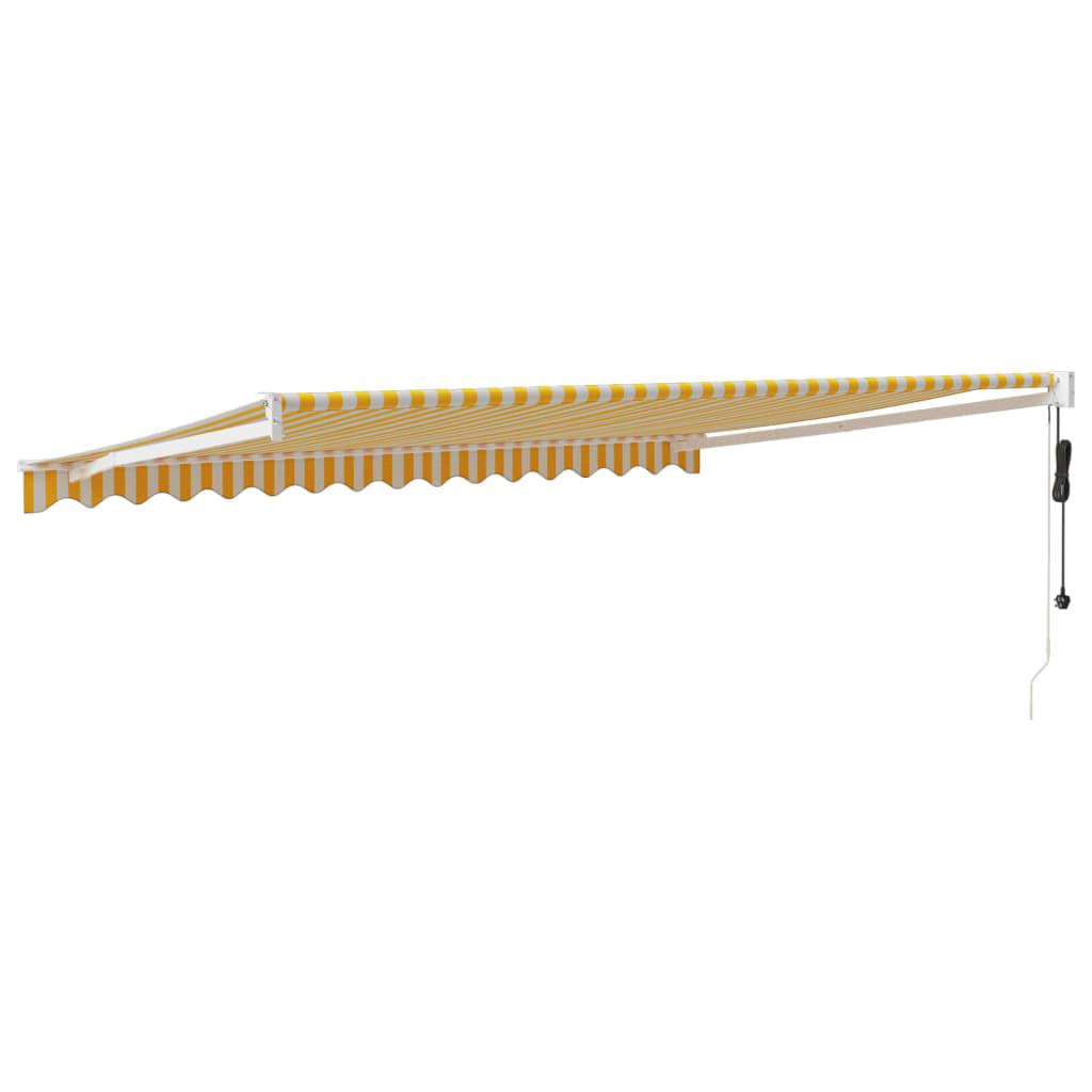 Tenda Sole Automatica Retrattile Gialla e Bianca 4,5x3 m | homemem39