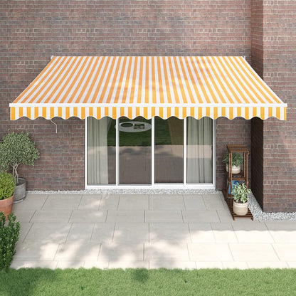 Tenda Sole Automatica Retrattile Gialla e Bianca 4,5x3 m | homemem39