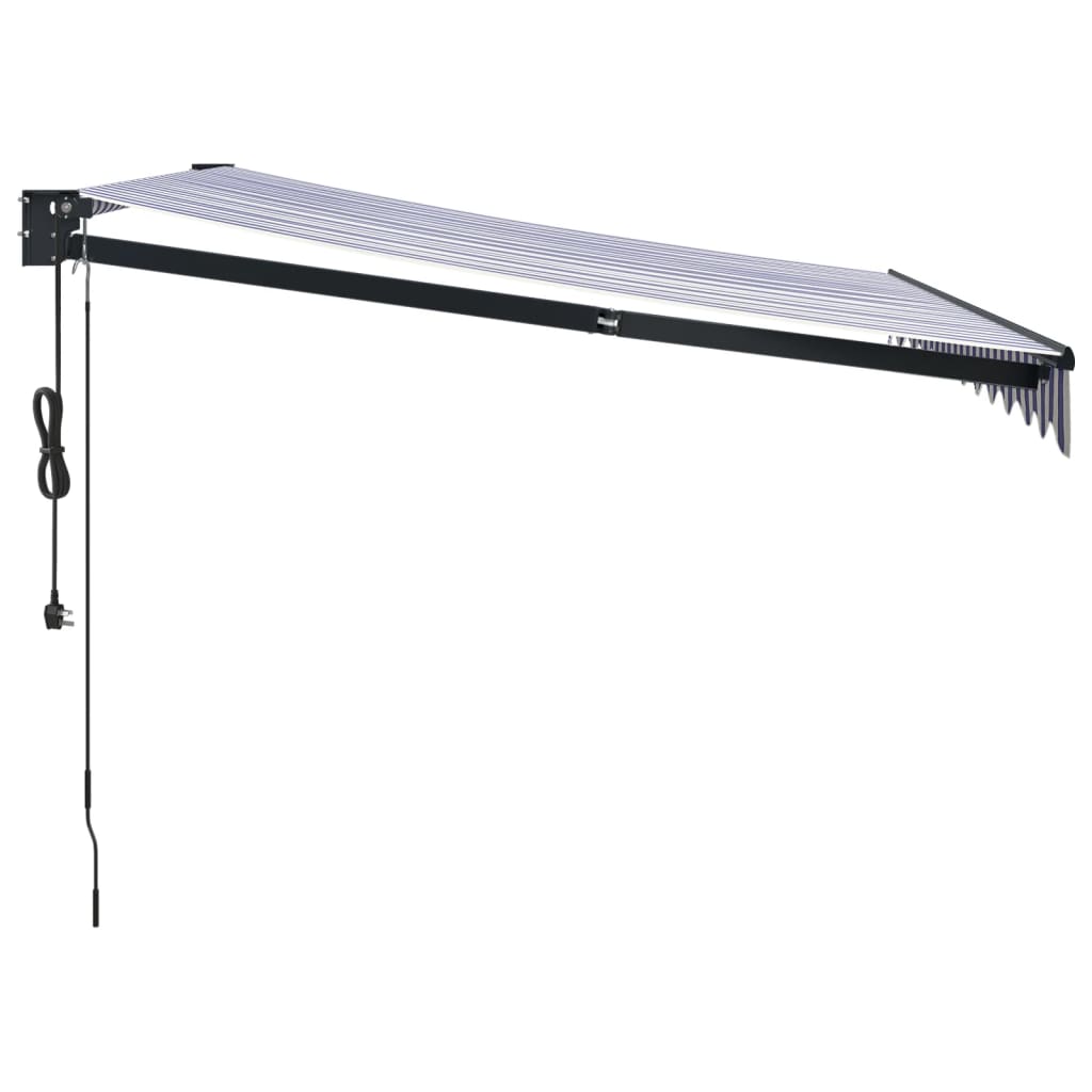 Tenda Sole Automatica Retrattile Blu e Bianca 3x2,5 m