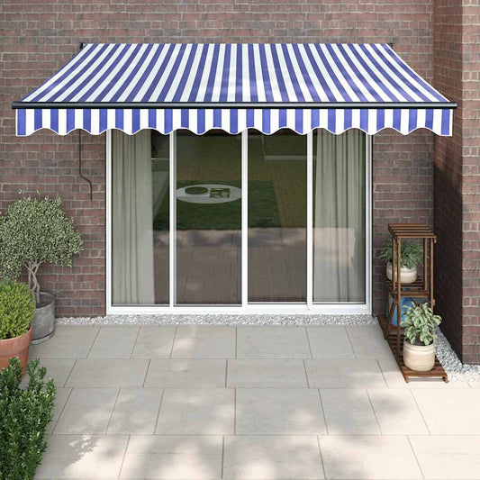 Tenda Sole Automatica Retrattile Blu e Bianca 3,5x2,5 m - homemem39
