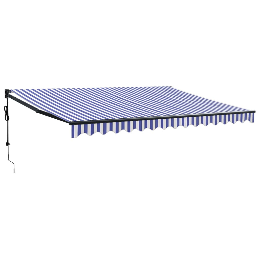 Tenda Sole Automatica Retrattile Blu e Bianca 4,5x3 m | homemem39