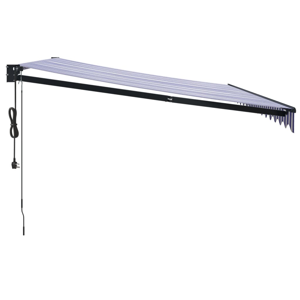 Tenda Sole Automatica Retrattile Blu e Bianca 4,5x3 m