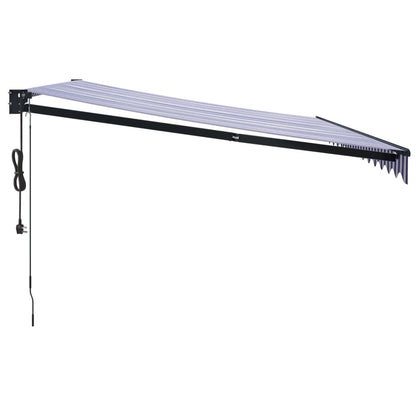 Tenda Sole Automatica Retrattile Blu e Bianca 4,5x3 m