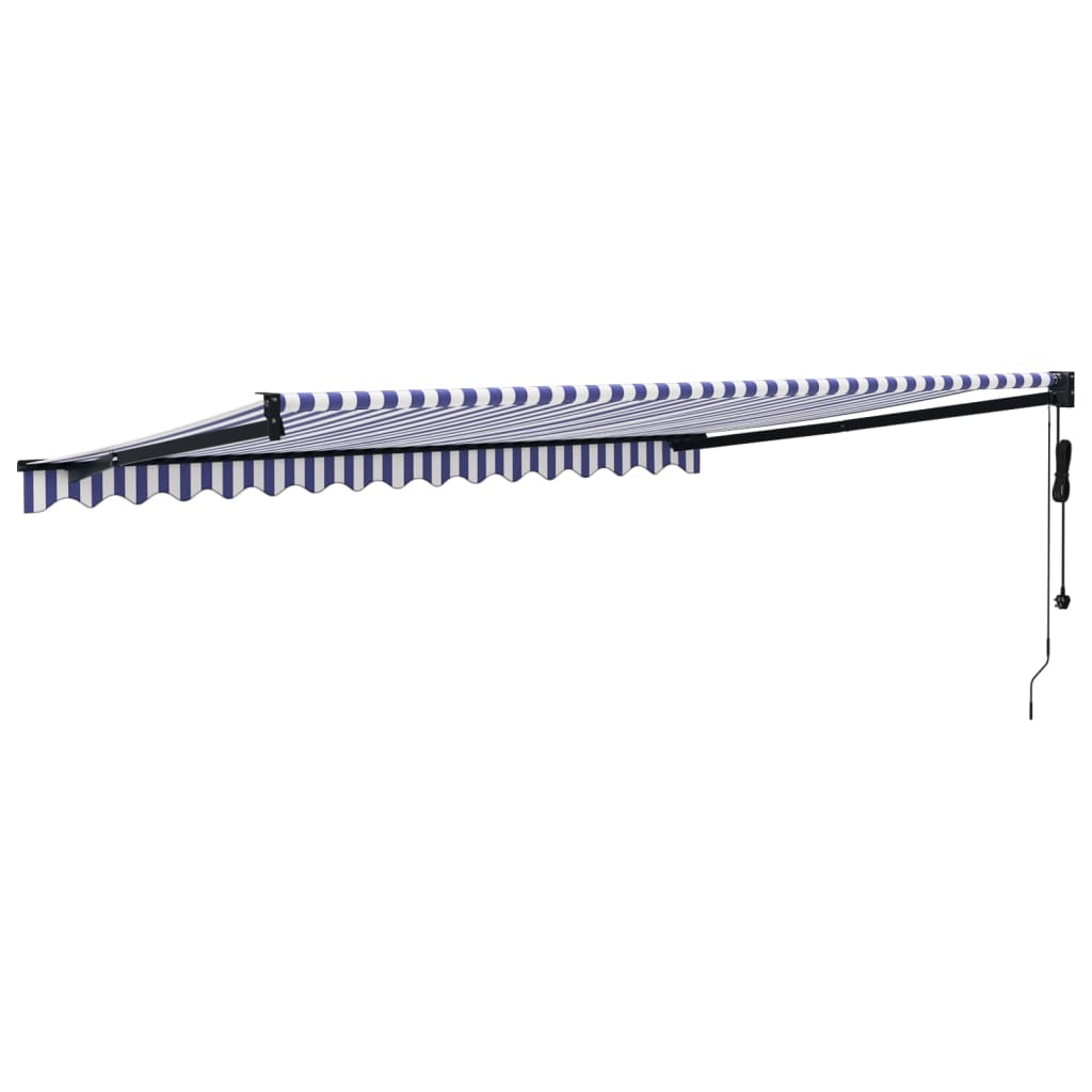 Tenda Sole Automatica Retrattile Blu e Bianca 4,5x3 m | homemem39