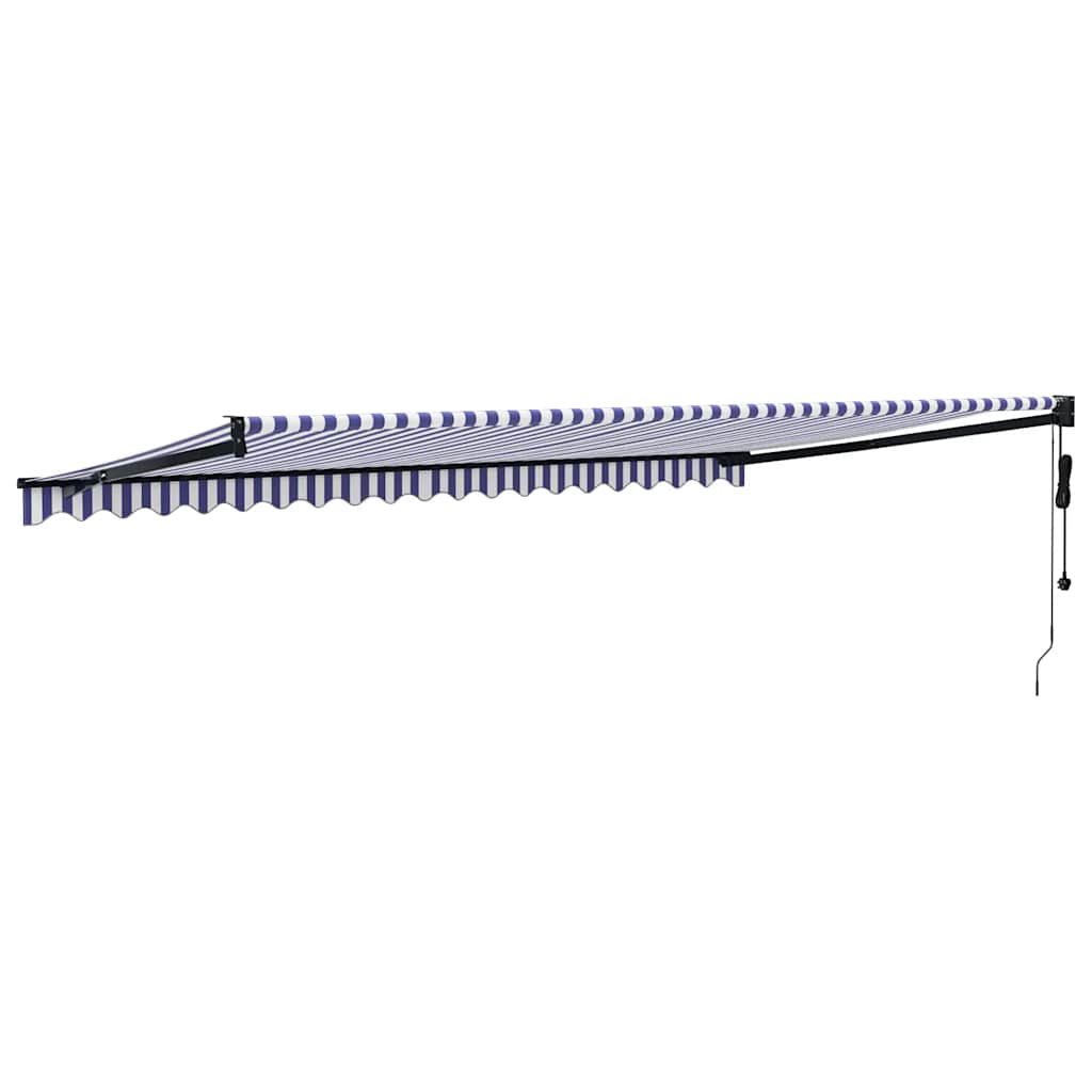 Tenda Sole Automatica Retrattile Blu e Bianca 5x3 m - homemem39
