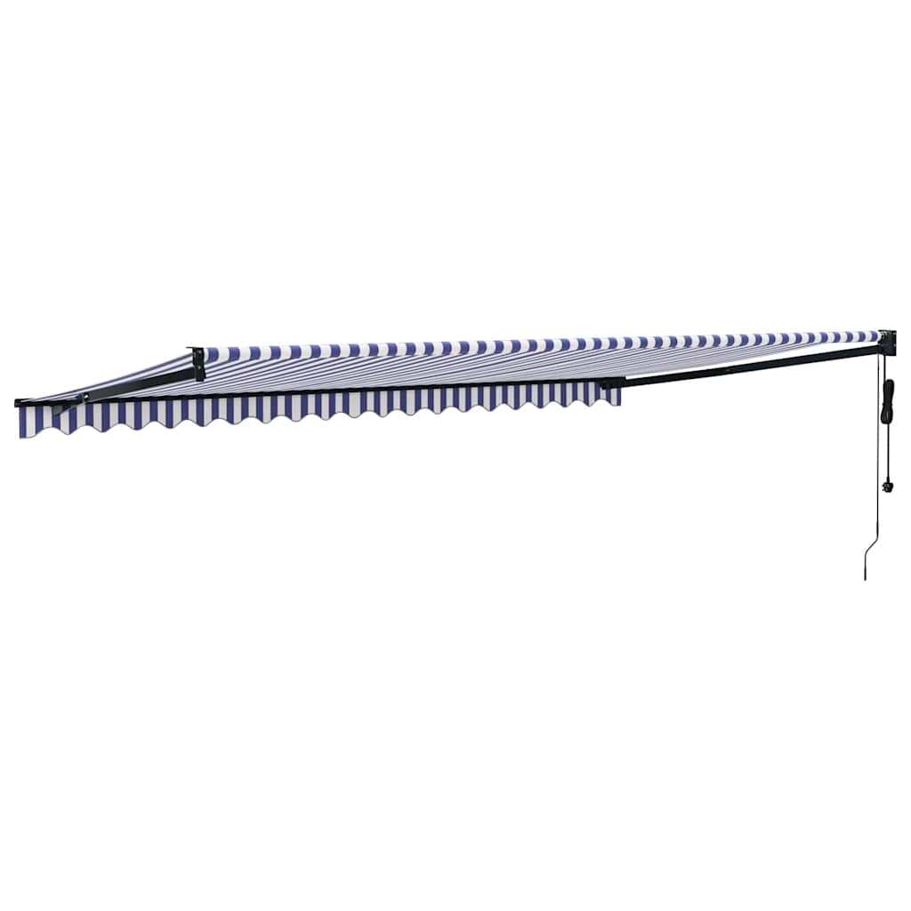Tenda Sole Automatica Retrattile Blu e Bianca 5x3 m