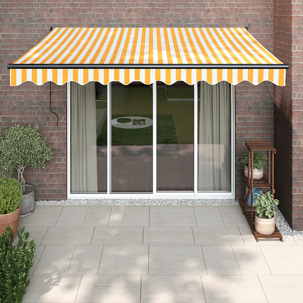 Tenda Sole Automatica Retrattile Gialla e Bianca 3x2,5 m | homemem39