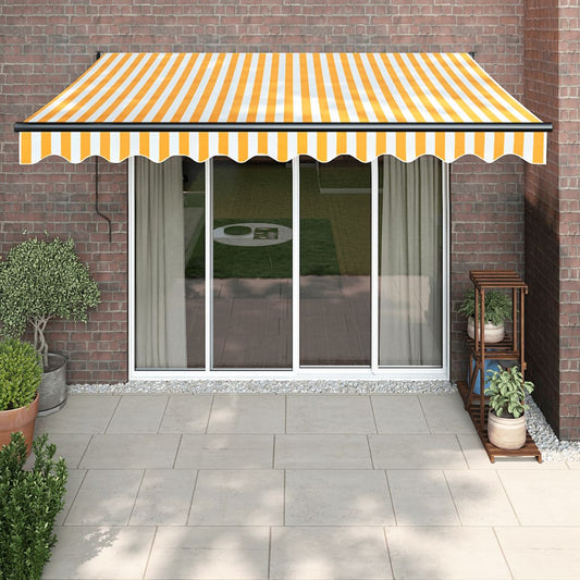 Tenda Sole Automatica Retrattile Gialla e Bianca 3x2,5 m | homemem39