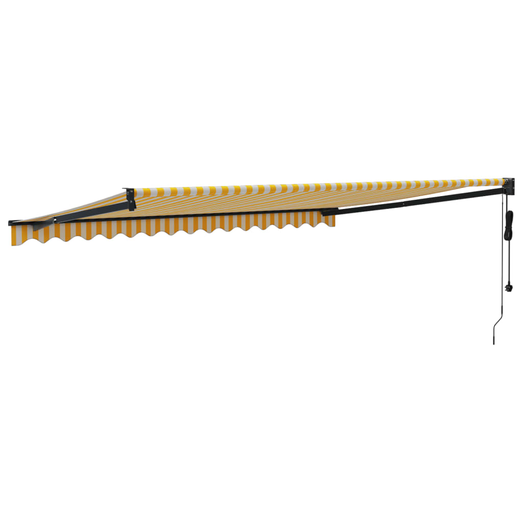 Tenda Sole Automatica Retrattile Gialla e Bianca 4,5x3 m | homemem39