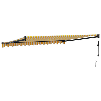 Tenda Sole Automatica Retrattile Gialla e Bianca 4,5x3 m | homemem39