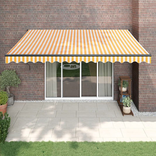Tenda Sole Automatica Retrattile Gialla e Bianca 4,5x3 m - homemem39