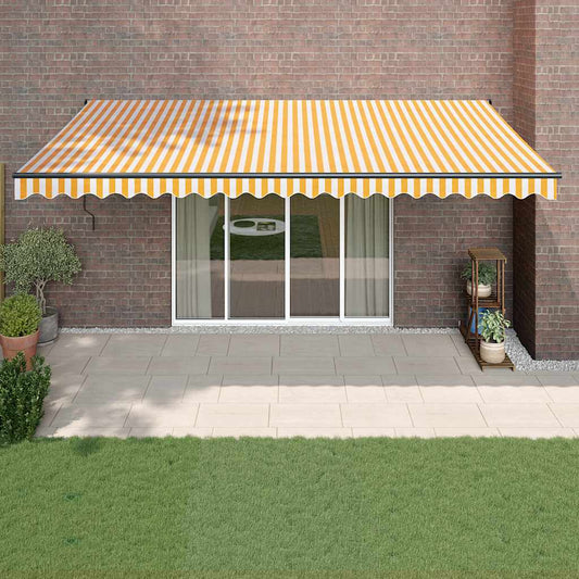 Tenda Sole Automatica Retrattile Gialla e Bianca 5x3 m | homemem39