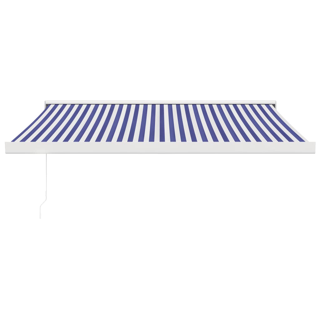 Tenda Sole Retrattile Blu e Bianca 3,5x2,5m Tessuto e Alluminio