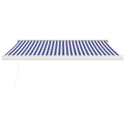 Tenda Sole Retrattile Blu e Bianca 3,5x2,5m Tessuto e Alluminio