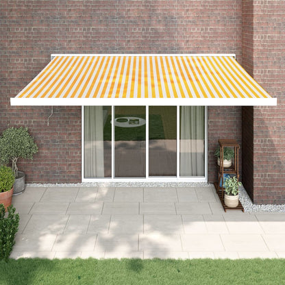 Tenda Retrattile Gialla e Bianca 4,5x3 m in Tessuto e Alluminio | homemem39