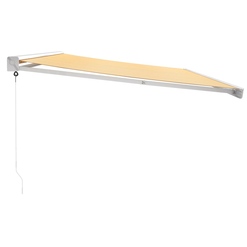 Tenda Sole Retrattile Gialla e Bianca 5x3 m Tessuto e Alluminio | homemem39