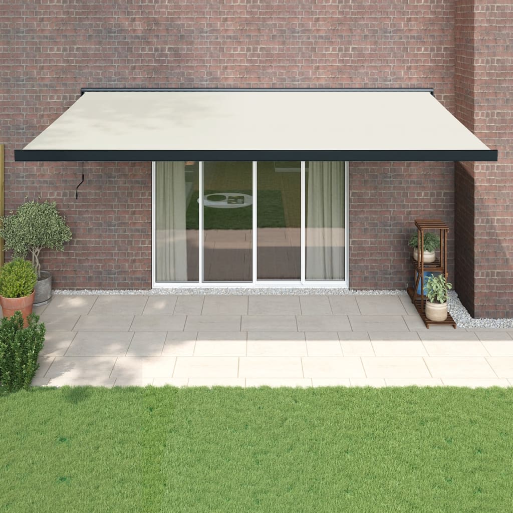 Tenda da Sole Retrattile Crema 5x3 m in Tessuto e Alluminio | homemem39