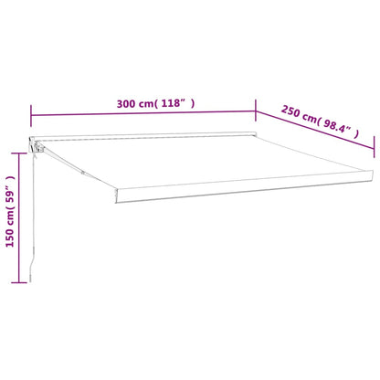 Tenda Retrattile Gialla e Bianca 3x2,5 m in Tessuto e Alluminio