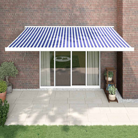 Tenda da Sole Retrattile Blu e Bianca 4x3 m Tessuto e Alluminio - homemem39