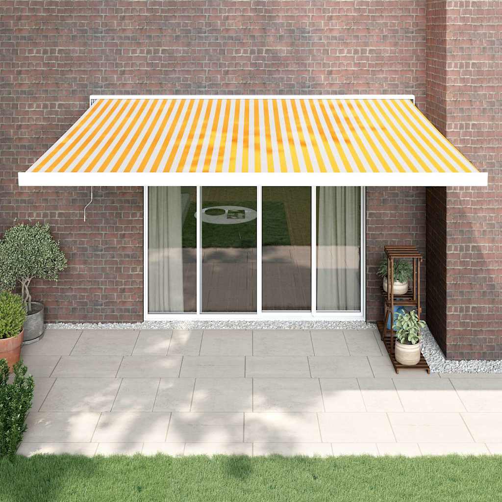 Tenda Sole Retrattile Gialla e Bianca 4x3 m Tessuto e Alluminio - homemem39