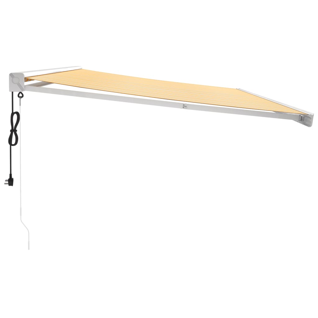 Tenda Sole Retrattile Gialla e Bianca 5x3 m Tessuto e Alluminio