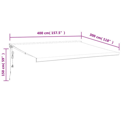 Tenda da Sole Retrattile Antracite 4x3 m in Tessuto e Alluminio