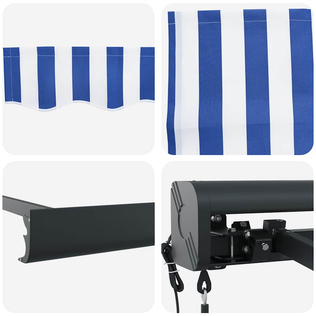 Tenda da Sole Retrattile Blu e Bianca 4x3 m Tessuto e Alluminio - homemem39