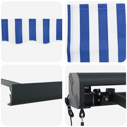 Tenda da Sole Retrattile Blu e Bianca 4x3 m Tessuto e Alluminio - homemem39