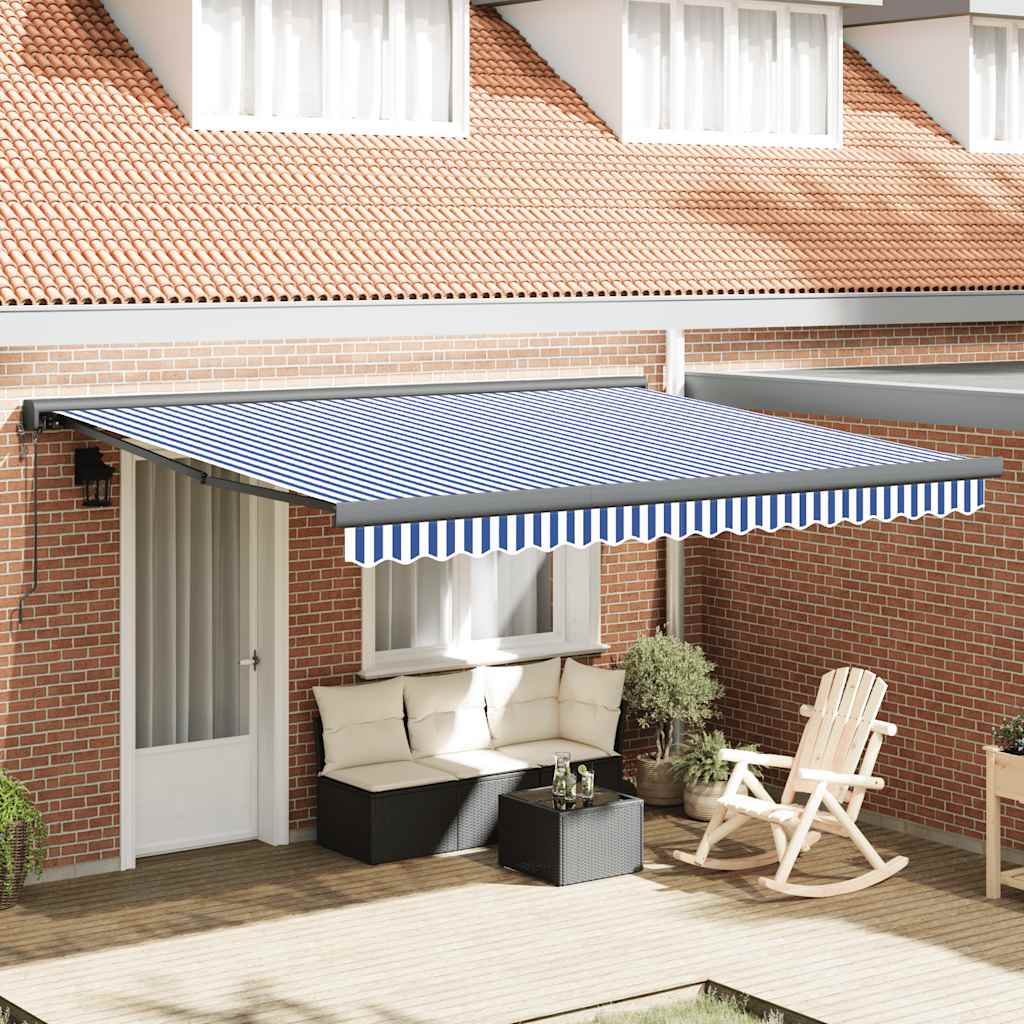 Tenda da Sole Retrattile Blu e Bianca 4x3 m Tessuto e Alluminio - homemem39