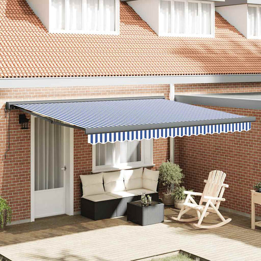 Tenda da Sole Retrattile Blu e Bianca 4x3 m Tessuto e Alluminio - homemem39