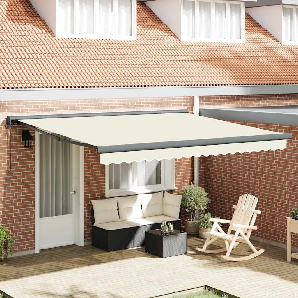 Tenda da Sole Retrattile Crema 4x3 m in Tessuto e Alluminio - homemem39