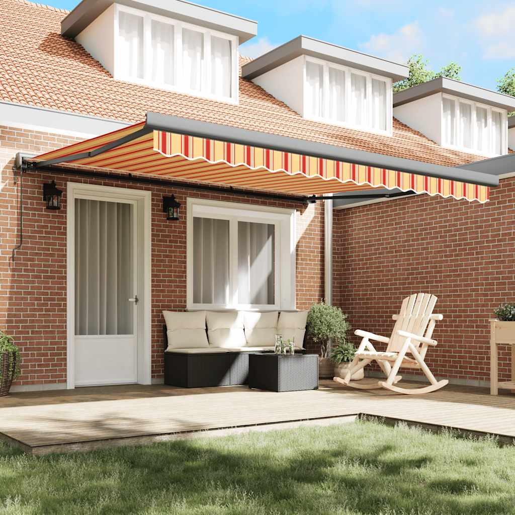 Tenda Sole Retrattile Gialla e Bianca 4x3 m Tessuto e Alluminio