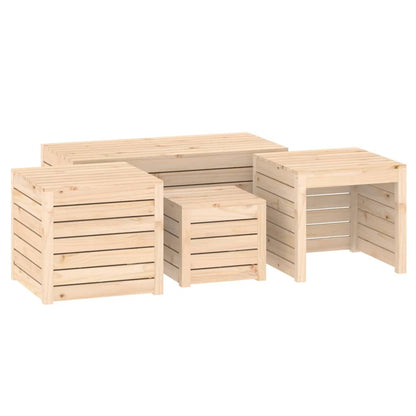 Set Cassette da Giardino 4 pz in Legno Massello di Pino - homemem39