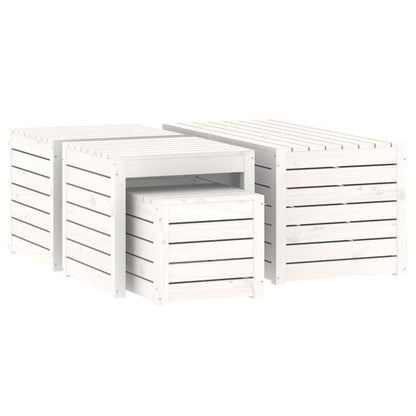 Set Cassette da Giardino 4 pz Bianco in Legno Massello di Pino - homemem39